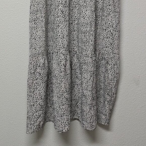 Black and White Dots Bubble-Sleeve Tiered Ruffle A-line Maxi Dress - Size XXL - Picture 3 of 5